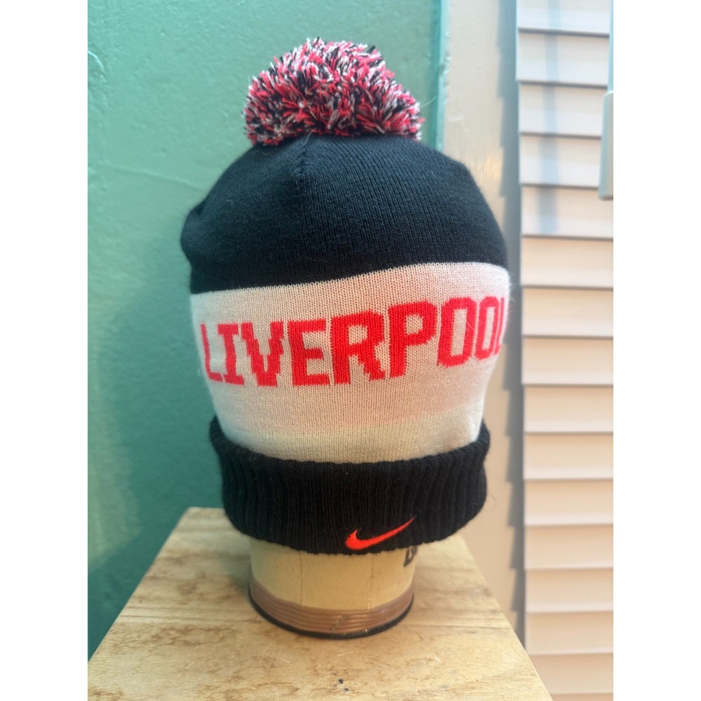 Nike Liverpool Pom Beanie Black White and Red